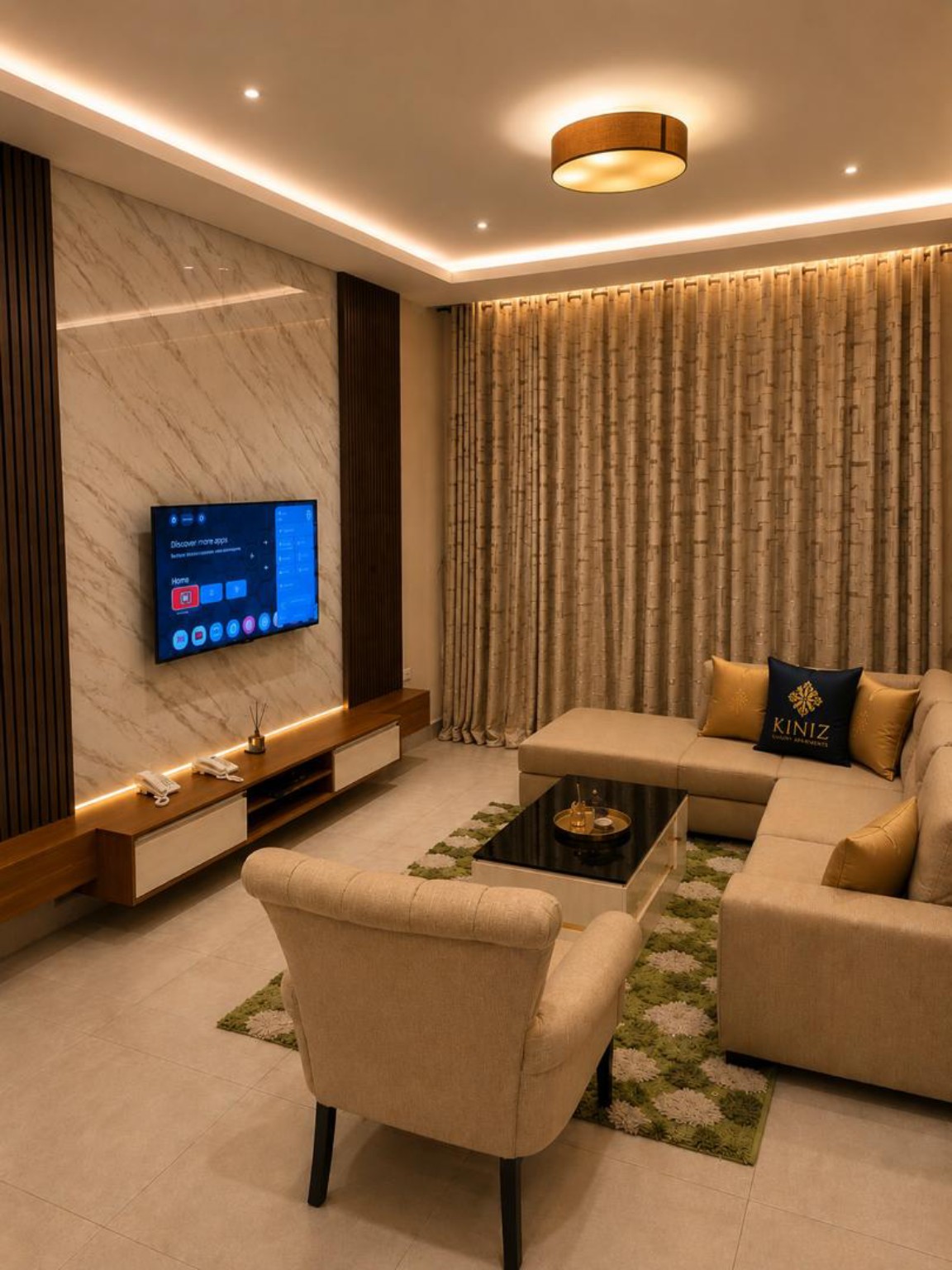 Living room of a serviced apartment